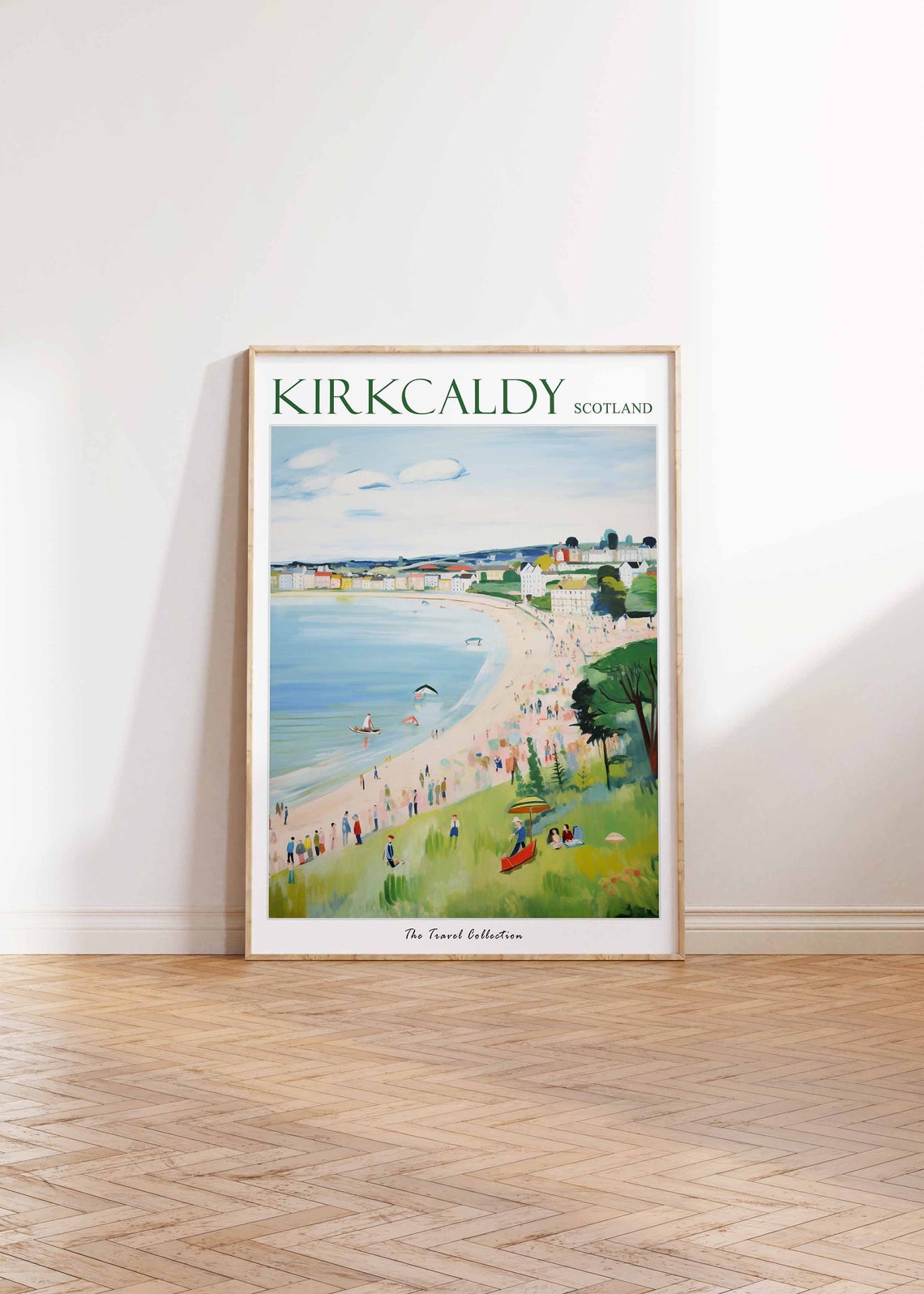 Kirkcaldy Scotland Busy Sandy Beach Summer Scene Travel Poster - Image 2