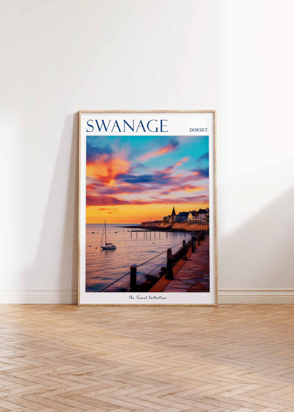 Swanage Dorset England Sunset Seafront Promenade Yacht Travel Poster - Image 2