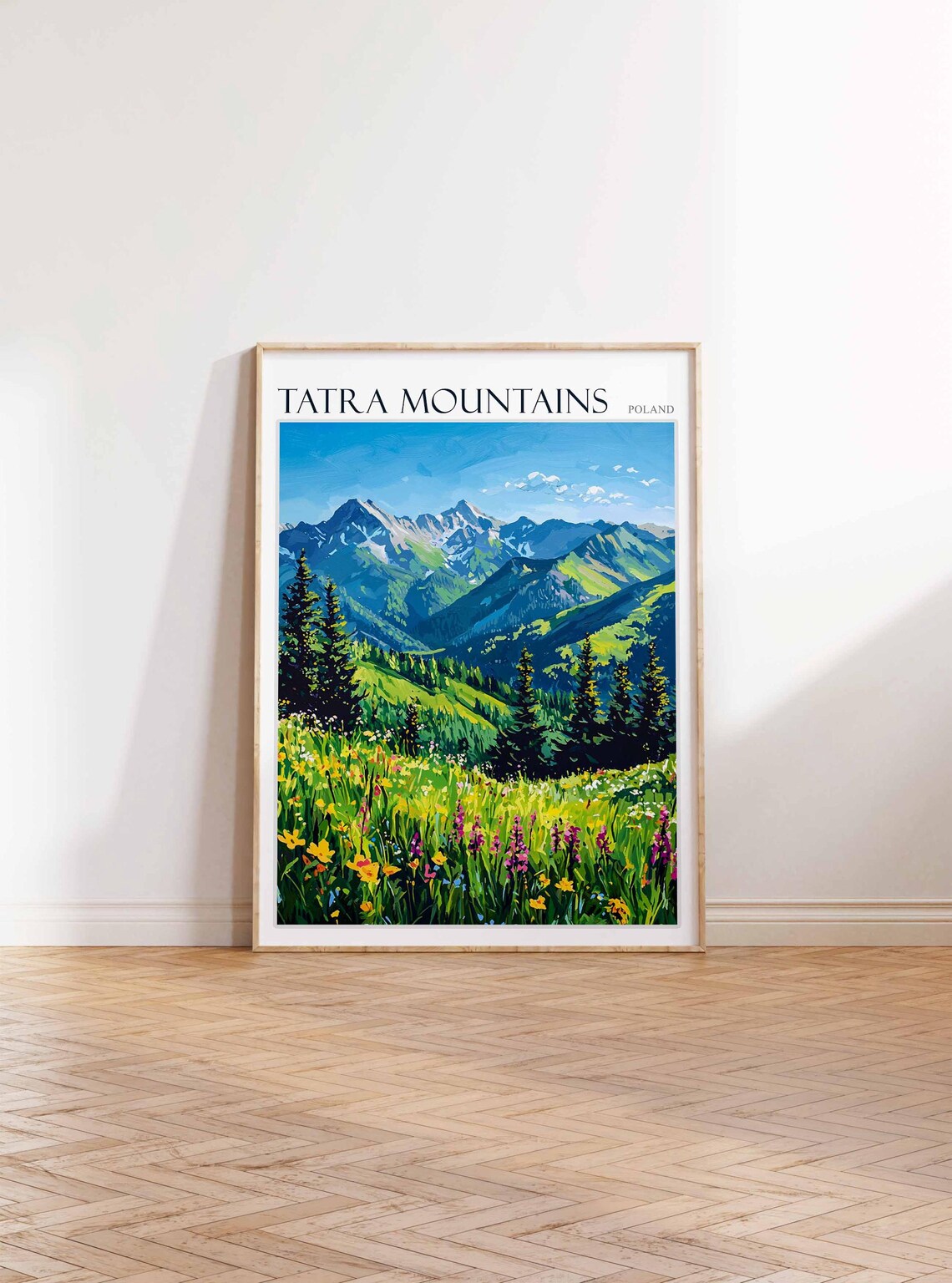 Tatra Mountains Poland Bright Wildflower Meadow Snowy Peaks Poster - Image 2