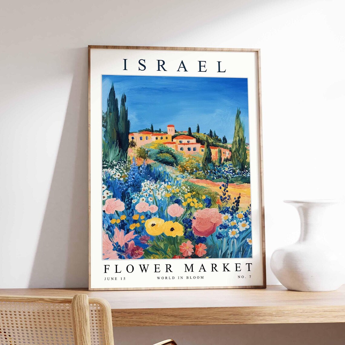 Israel Flower Market World in Bloom Painterly Floral Wall Art