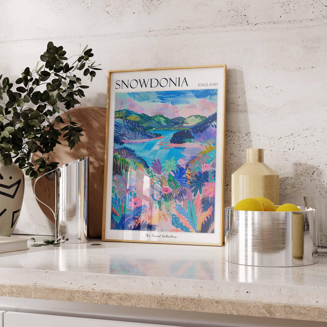 Snowdonia Wales Colorful Lake Tropical Flowers Mountain Poster - Image 3