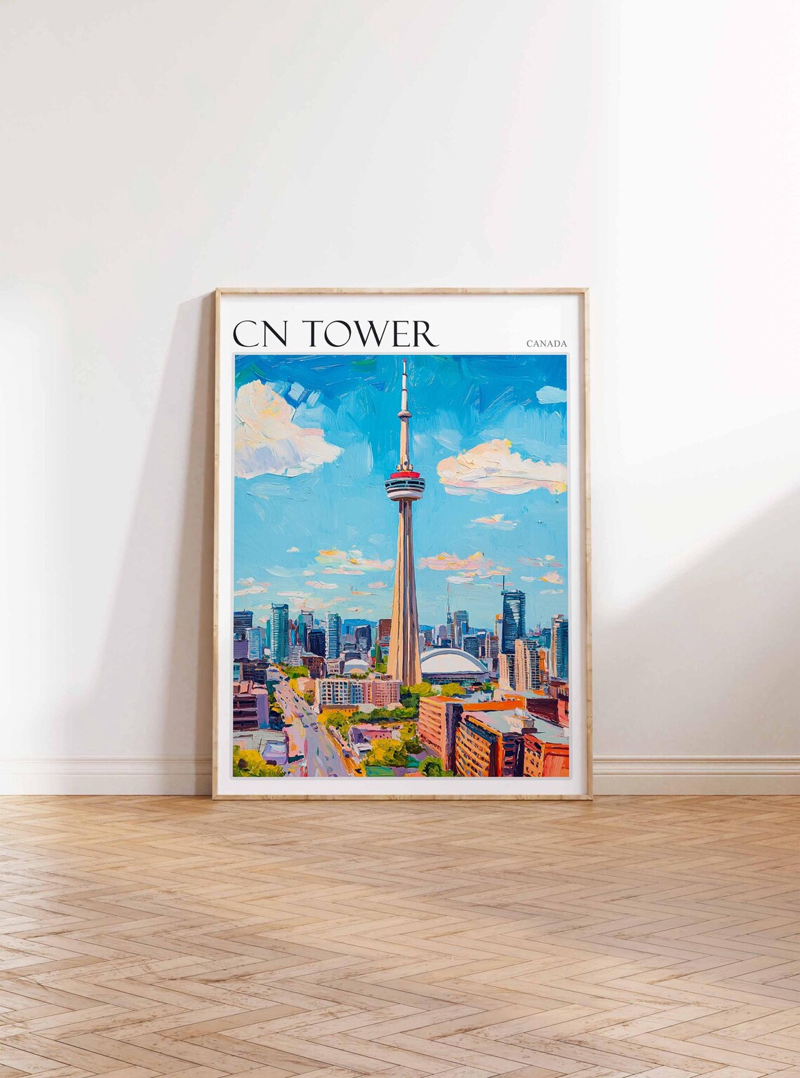 CN Tower Canada Toronto City Street Skyline Oil Painting Travel Poster - Image 3