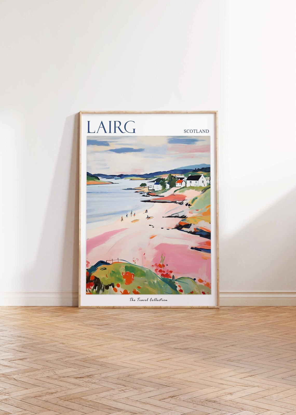 Lairg Scotland Pink Sandy Beach Cottages Coastal Travel Poster - Image 2