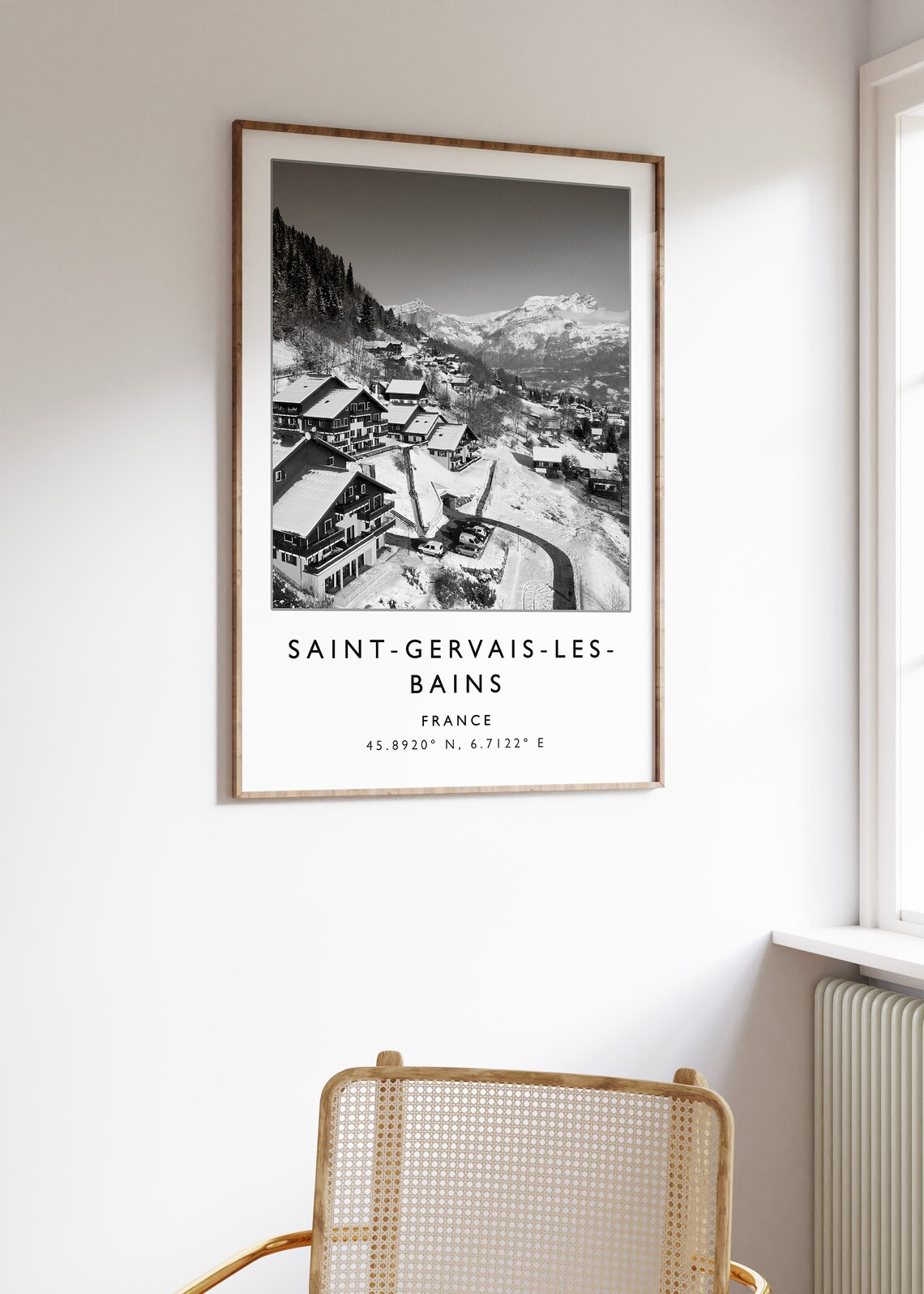 Saint Gervais Les Bains France Ski Village Monochrome Poster - Image 2