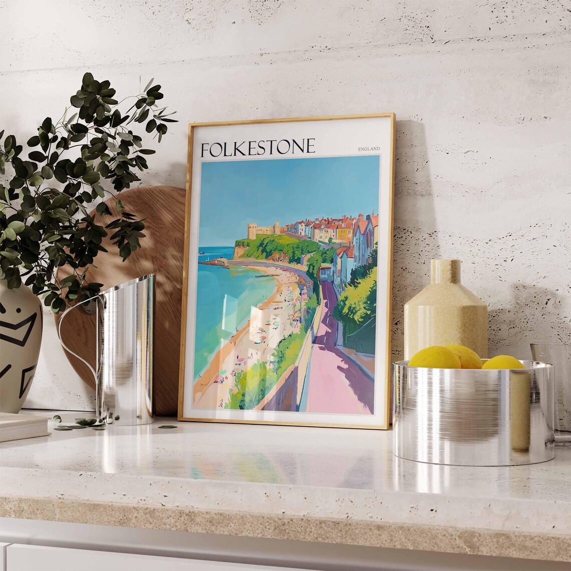 Folkestone Poster England Travel Poster Seaside Poster Coastal Wall Art British Home Decor Uk Travel Poster English Coastal Town - Image 2