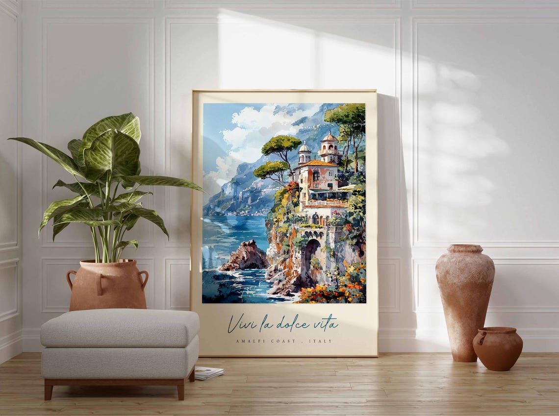 Amalfi Coast Poster Amalfi Coast Travel Print Amalfi Coast Travel Art Amalfi Coast Wall Art Italy Art Italy Travel Decor Travel Gift - Image 3