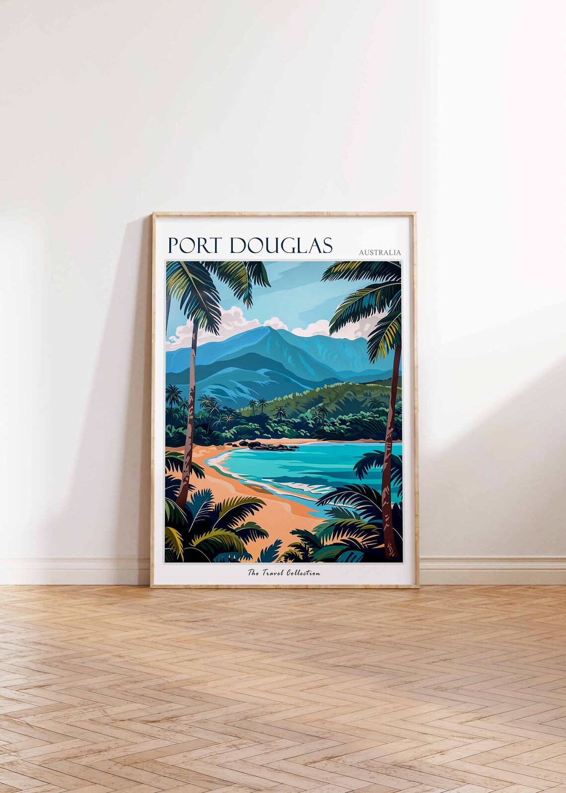 Port Douglas Australia Tropical Beach Palm Tree Scene Art Travel Poster - Image 2