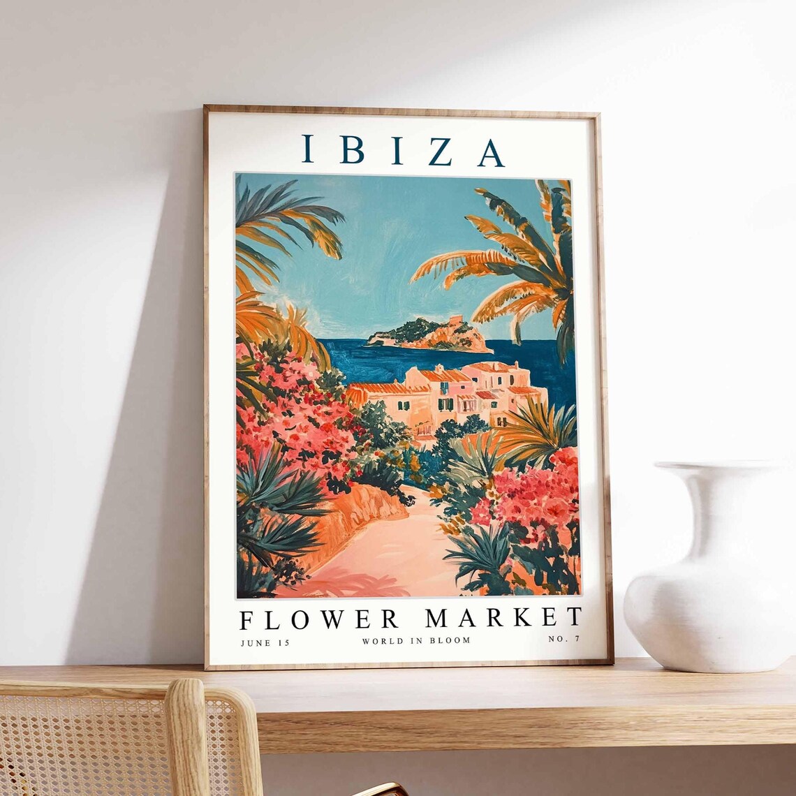 Ibiza Flower Market Island Bay Bougainvillea Terrace Art Poster