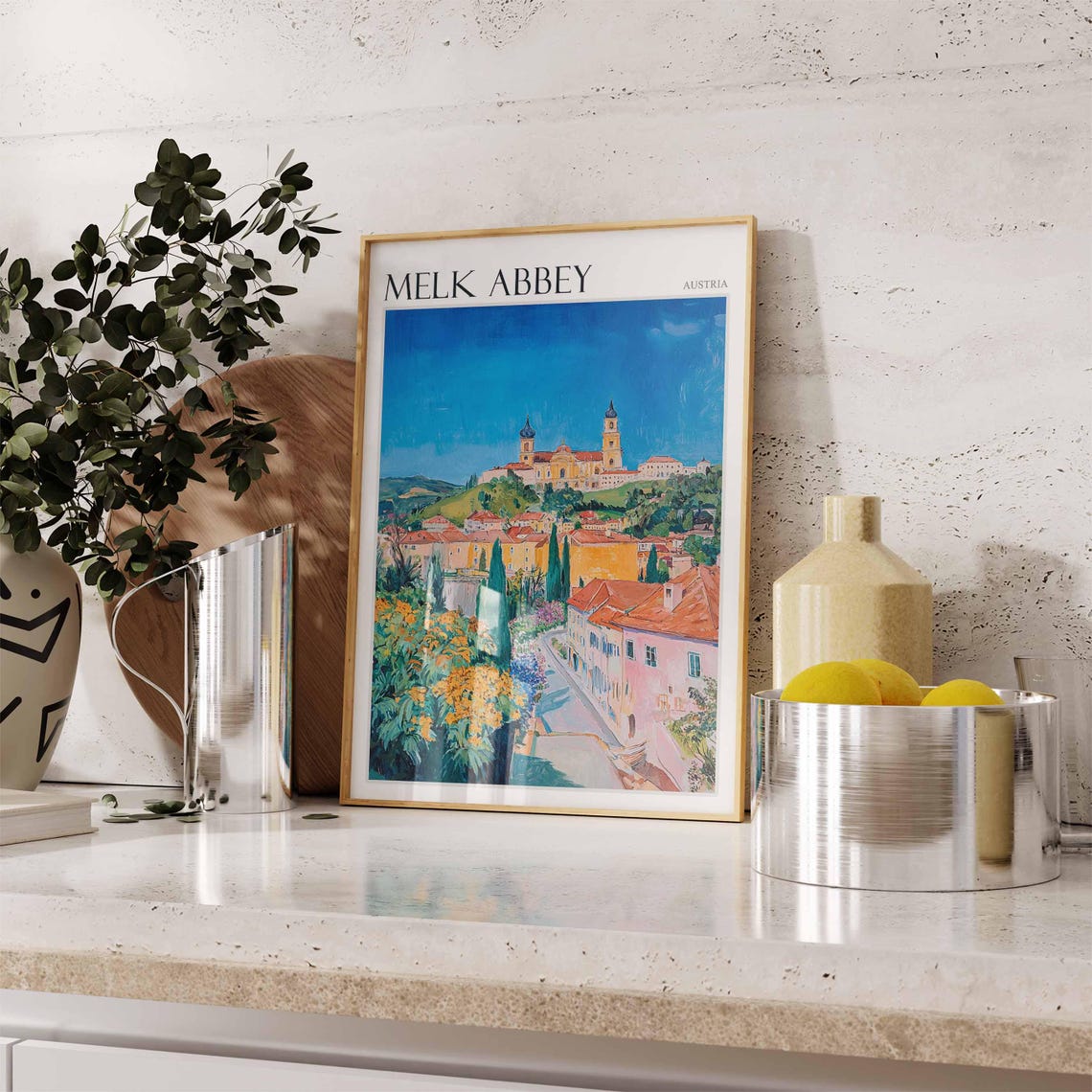 Melk Abbey Austria Hilltop Abbey Over Old Town View Travel Poster - Image 2