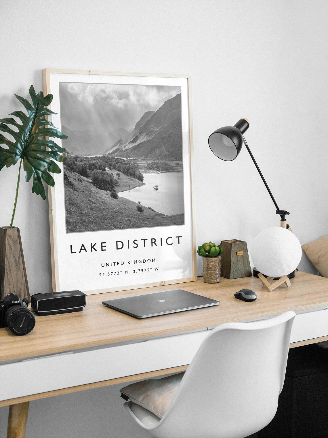 Lake District Travel Poster, Black and White Landscape - Image 3
