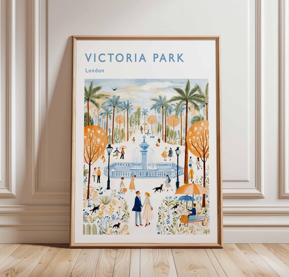Victoria Park London Travel Poster British Nature Art