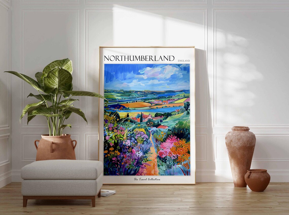 Northumberland England Rolling Hills Cottage Countryside Poster - Image 3