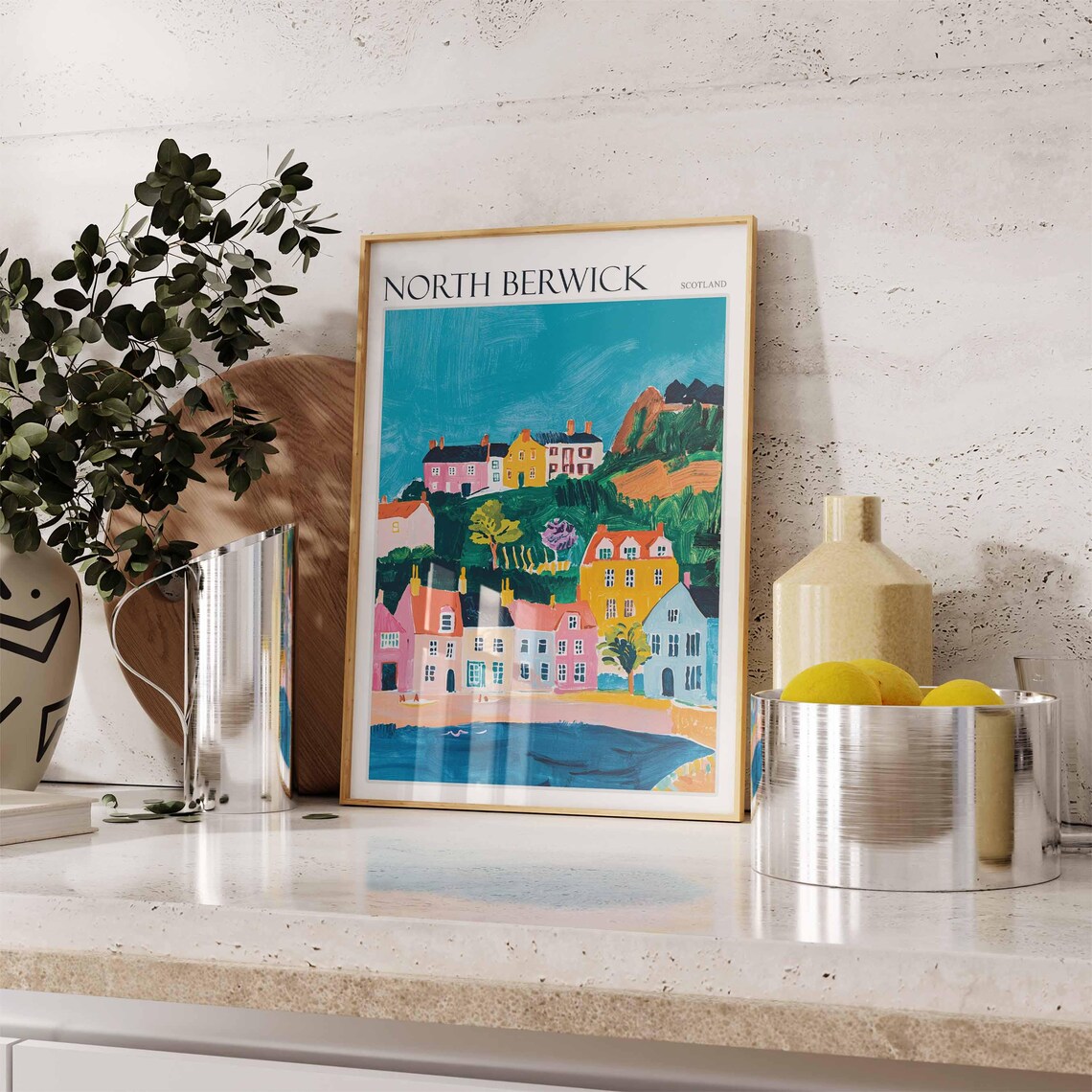 North Berwick Hillside Town Seaside View Scotland Travel Poster - Image 3