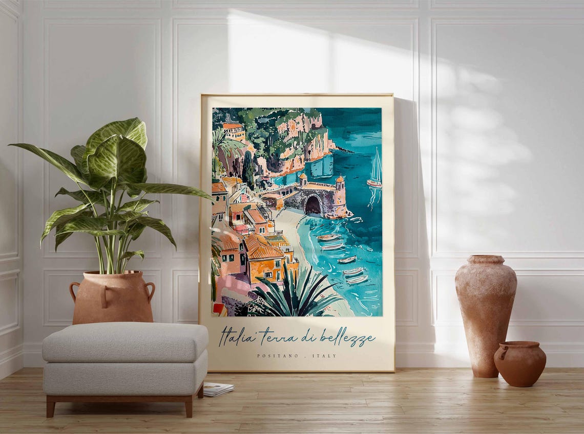 Positano Poster Italian Travel Print Positano Travel Art Positano Wall Art Italy Art Italy Travel Decor Italian Travel Gift - Image 3