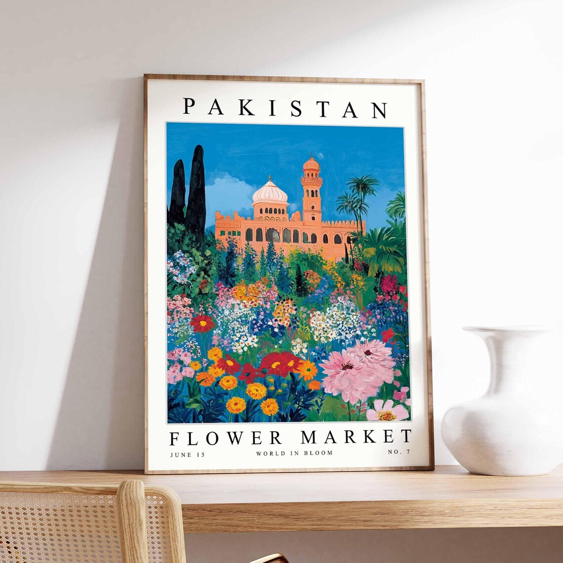 Pakistan Coral Palace Cypress Meadow Bright Flower Market Art Poster