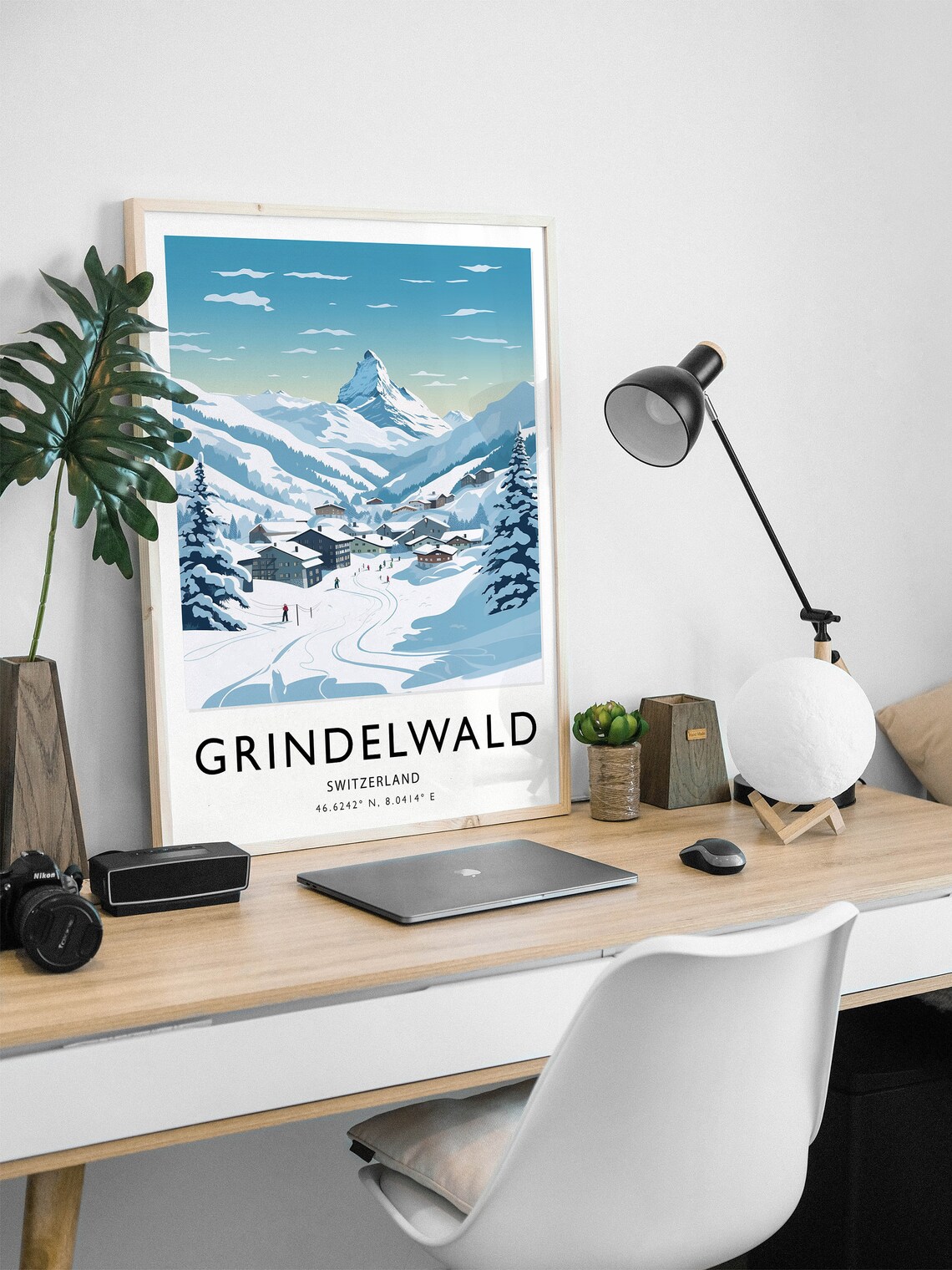 Grindelwald Switzerland Snowy Alpine Ski Village Travel Poster - Image 2