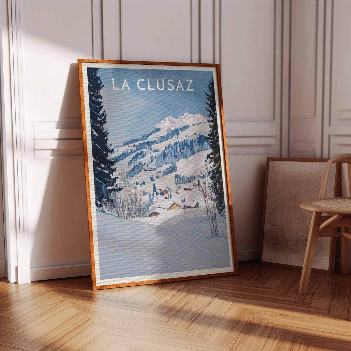 Skiing Travel Poster La Clusaz Ski Print France Travel Print Skiing Art Skiing Print Winter Sport Art Ski Gift - Image 2