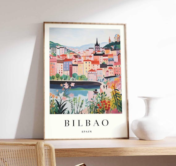 Bilbao Poster Spain Print Wall Art Guggenheim Museum Basque Country Skyline Travel
