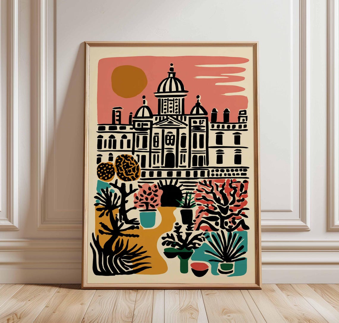 Matisse Style Abstract Domed Palace Garden Cityscape Art Poster