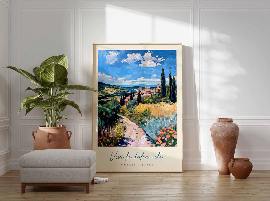 Umbria Poster Italian Travel Print Umbria Travel Art Umbria Wall Art Italy Art Italy Travel Decor Italian Travel Gift - Image 3