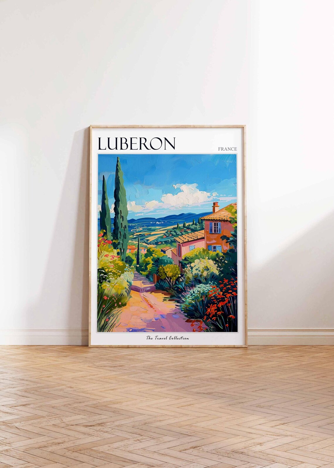 Luberon Country Lane Between Cypress Trees And Wildflowers Poster - Image 2