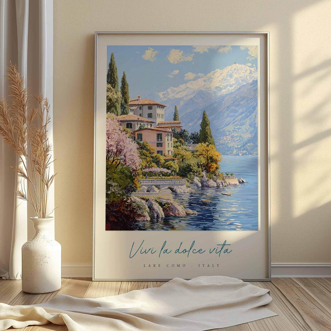 Lake Como Italy Lakeside Villas Spring Blossom Shores Poster - Image 2