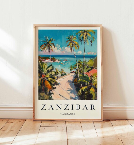 Zanzibar Tanzania Palm Beach Tropical Island Travel Art Poster