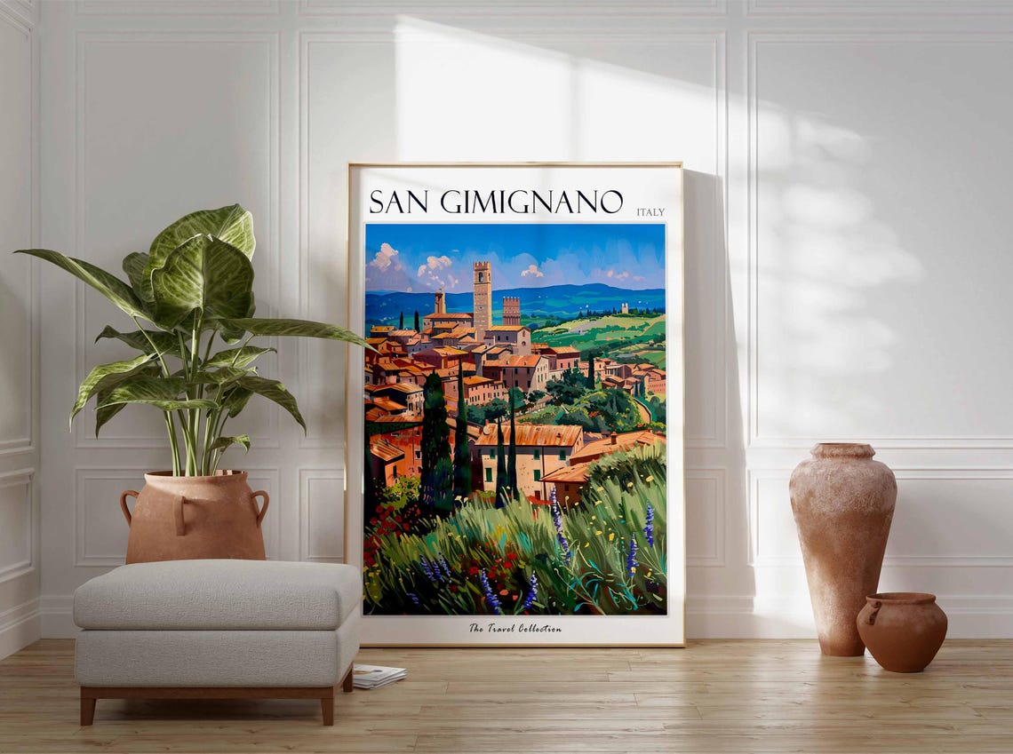 San Gimignano Italy Tower Town Rooftops Hillside Old Town Poster - Image 2