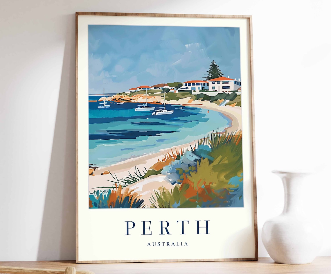 Perth Australia Beautiful Sailboats In Turquoise Bay Travel Poster