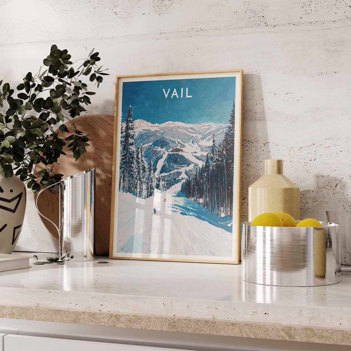 Vail Colorado Blue Sky Ski Slope Pine Forest Mountain View Poster - Image 2