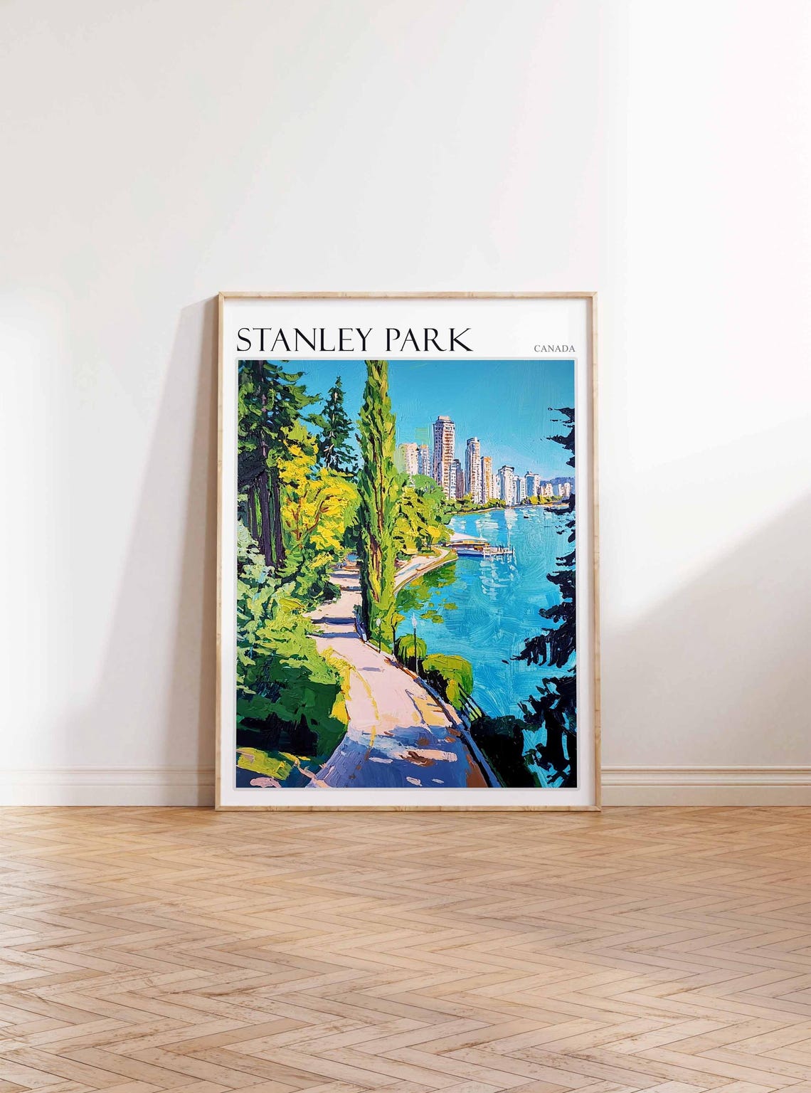 Stanley Park Canada Vancouver Skyline Seawall Path Waterfront Poster - Image 2