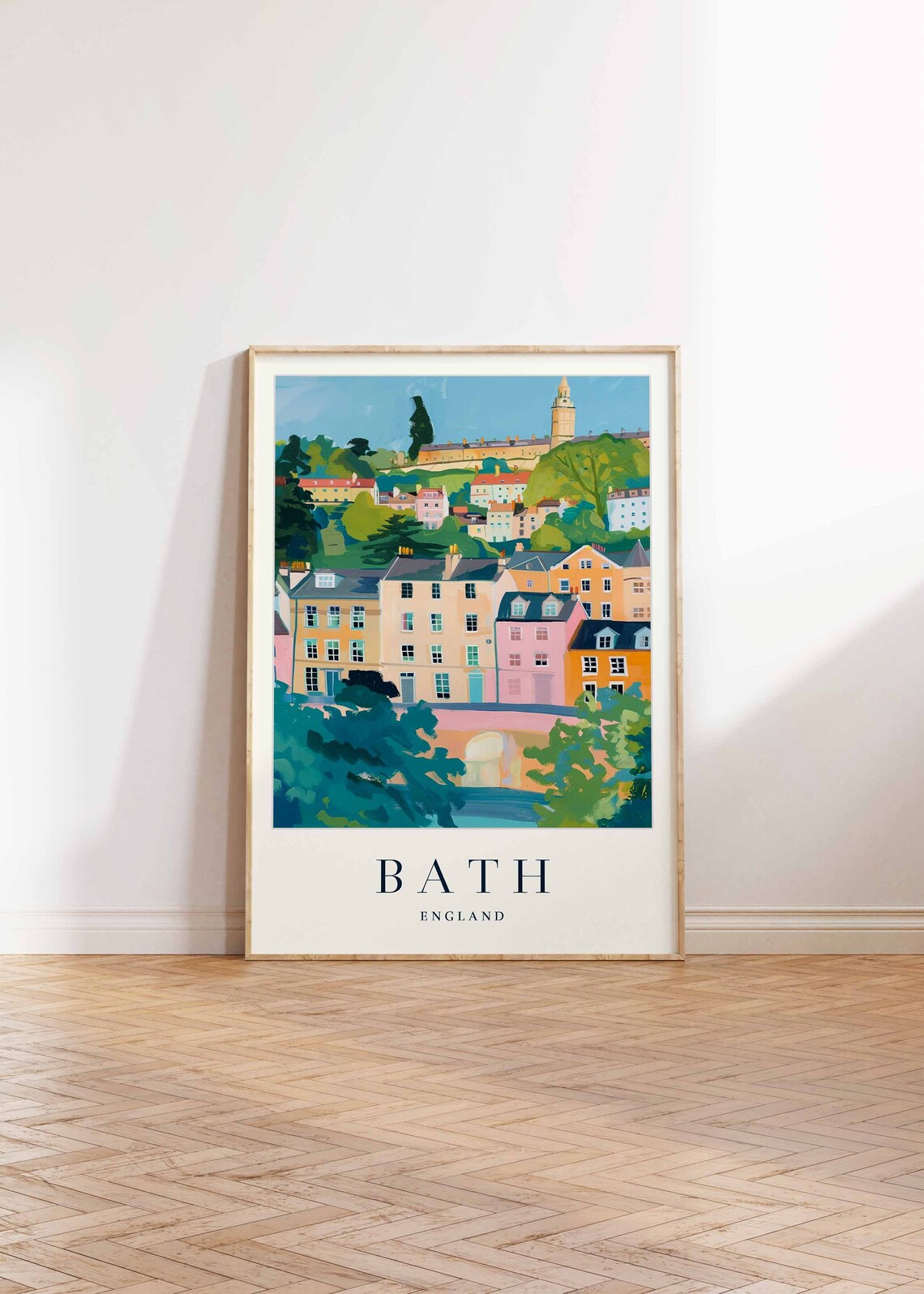 Bath England Georgian Crescent Hillside Cityscape Travel Poster - Image 2