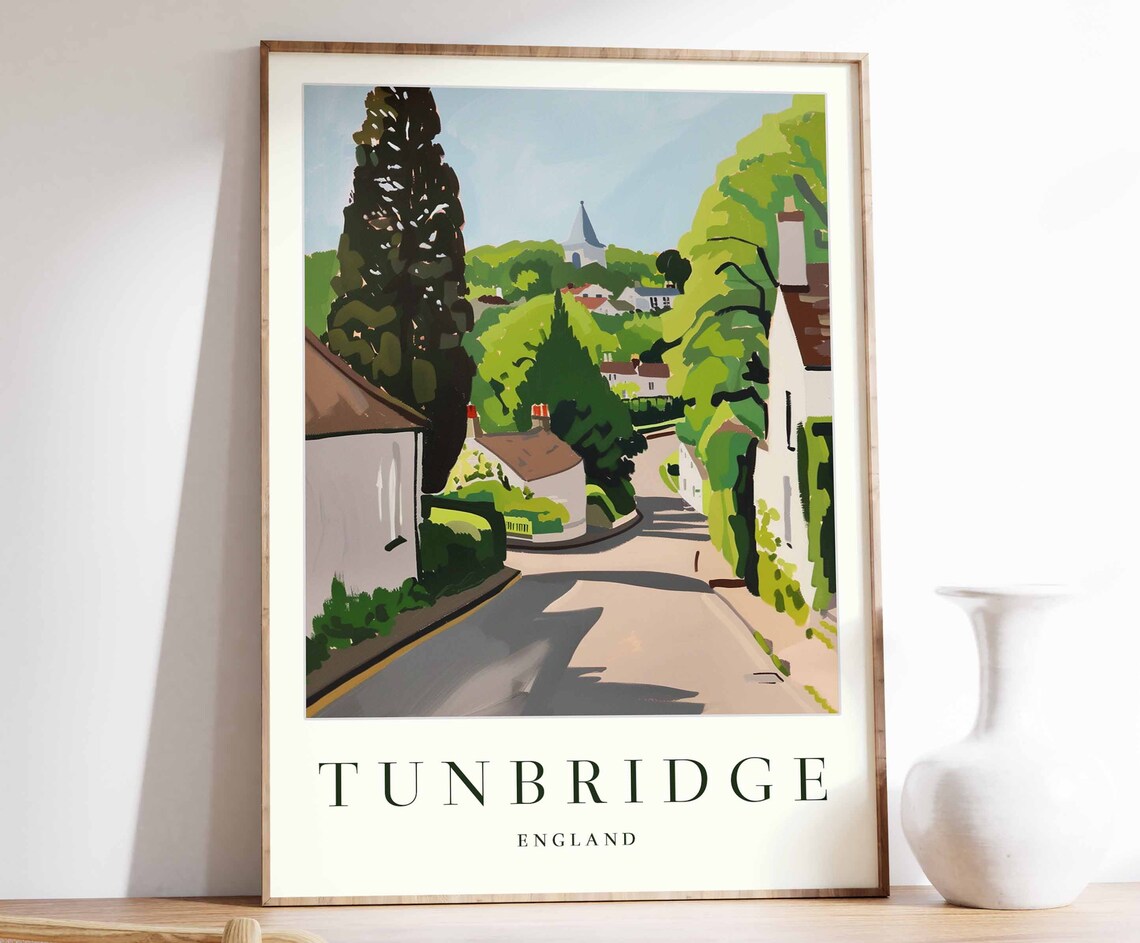 Tunbridge Poster Tunbridge Travel Print England Wall Art British Decor Tropical Decor Botanical Print Tunbridge Gift