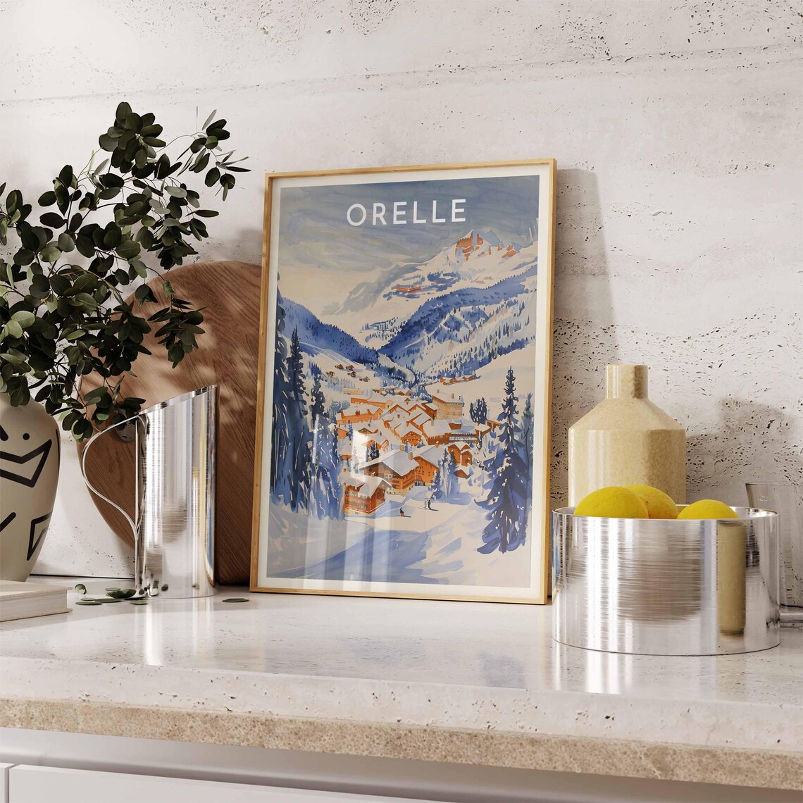 Skiing Travel Poster Orelle Ski Print France Travel Print Skiing Art Skiing Print Winter Sport Art Ski Gift - Image 2