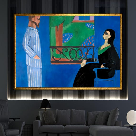 Henri Matisse Style Painting Modern Art Abstract Interior Scene Colorful Wall Decor Classic Artwork Gift