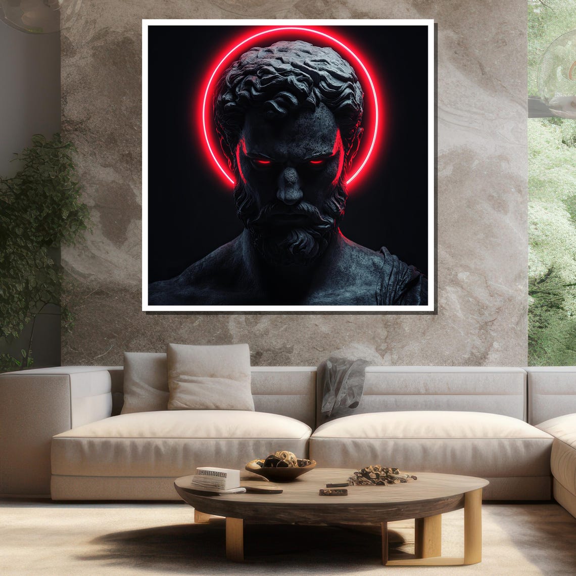 Neon Zeus Painting Modern Mythology Wall Art Bold Contemporary Decor Unique Gift For Art Lovers - Image 3