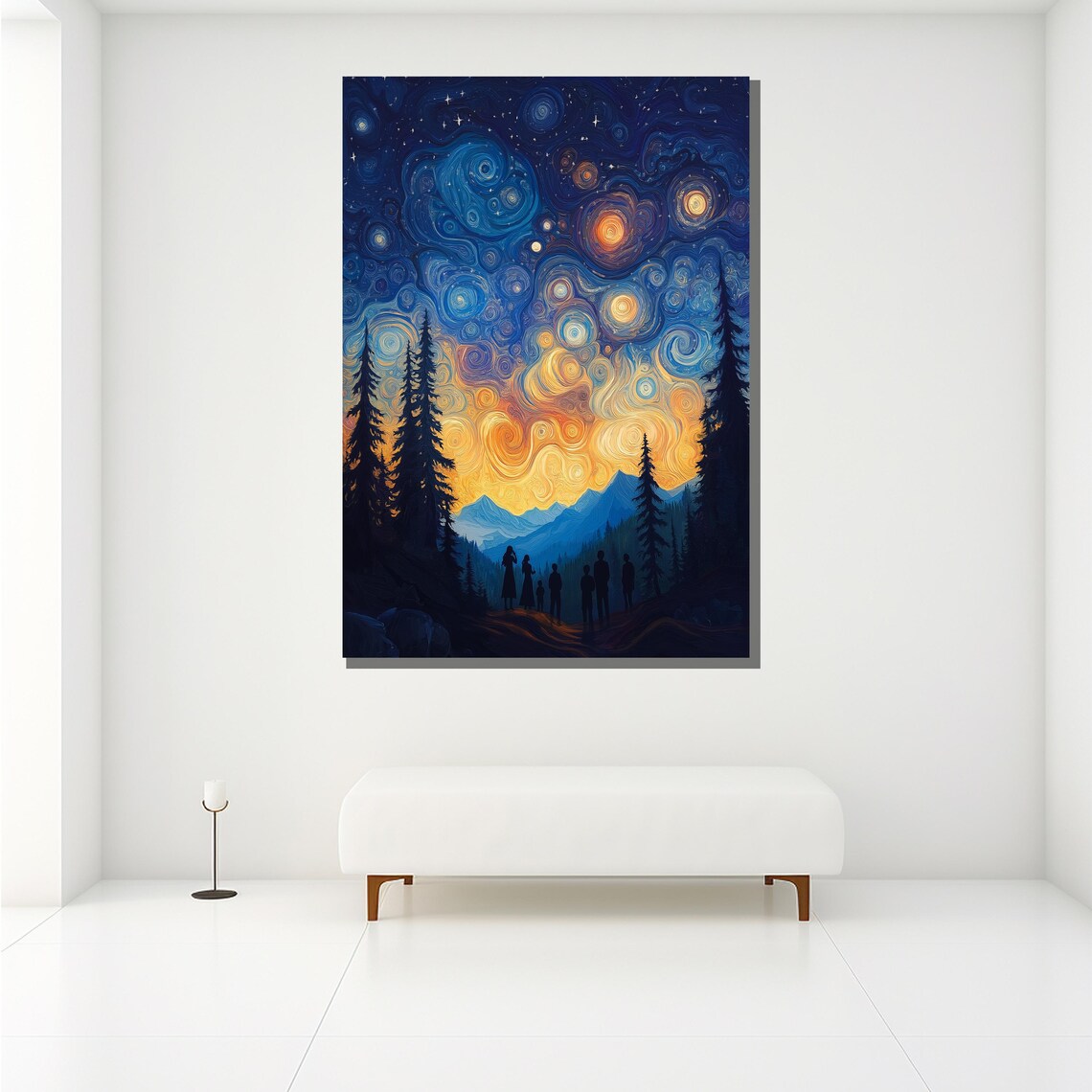 Starry Night In Forest Painting Nature Wall Art For Home Decor And Stargazing Lovers Gift - Image 2