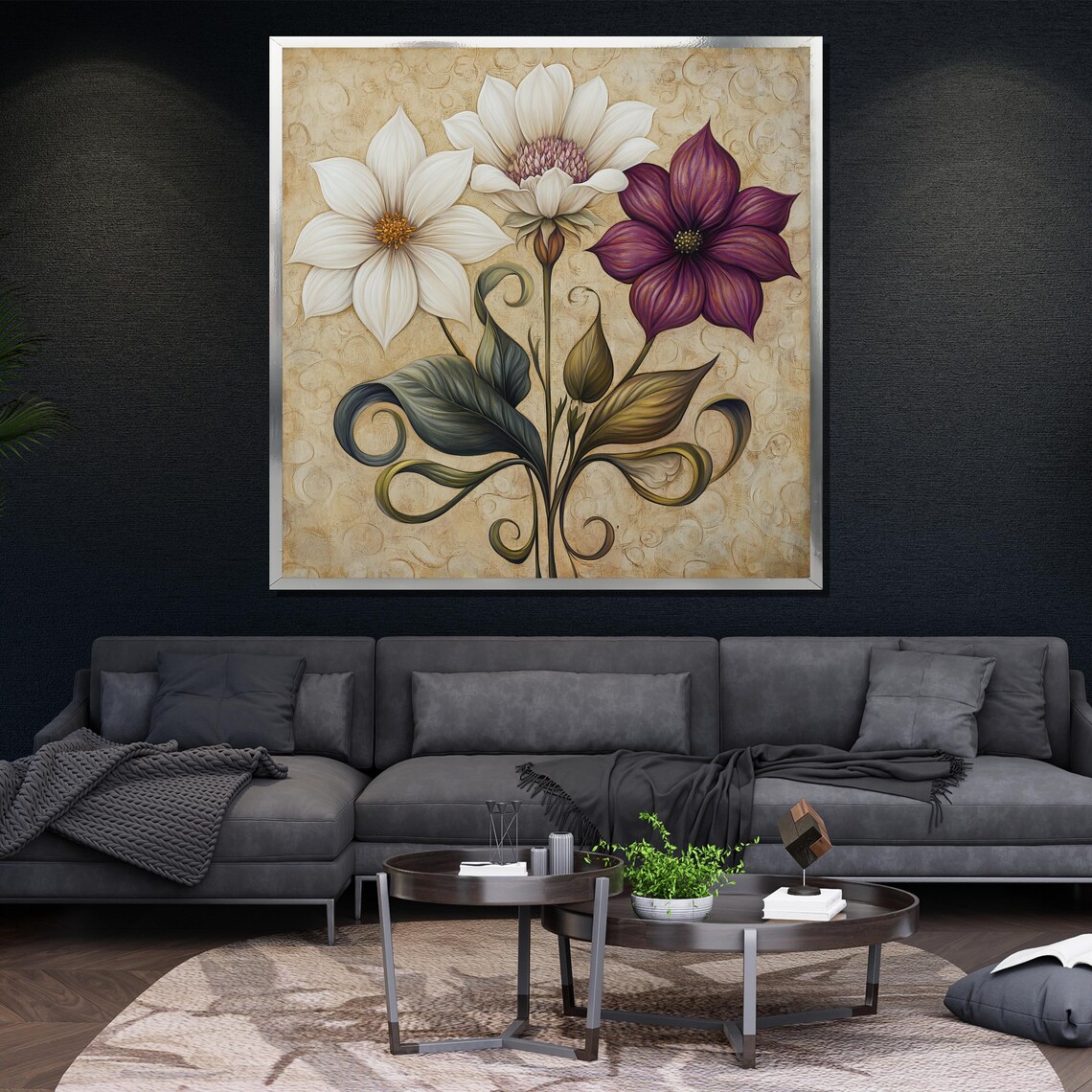 Vintage Style White And Purple Floral Painting Botanical Art Poster - Image 4