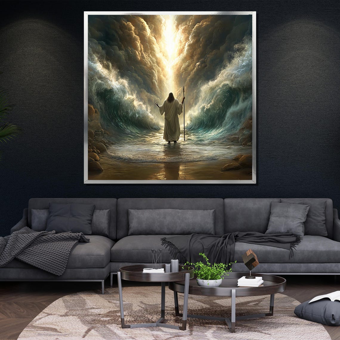 Moses Parting The Red Sea With Towering Waves Religious Poster - Image 4
