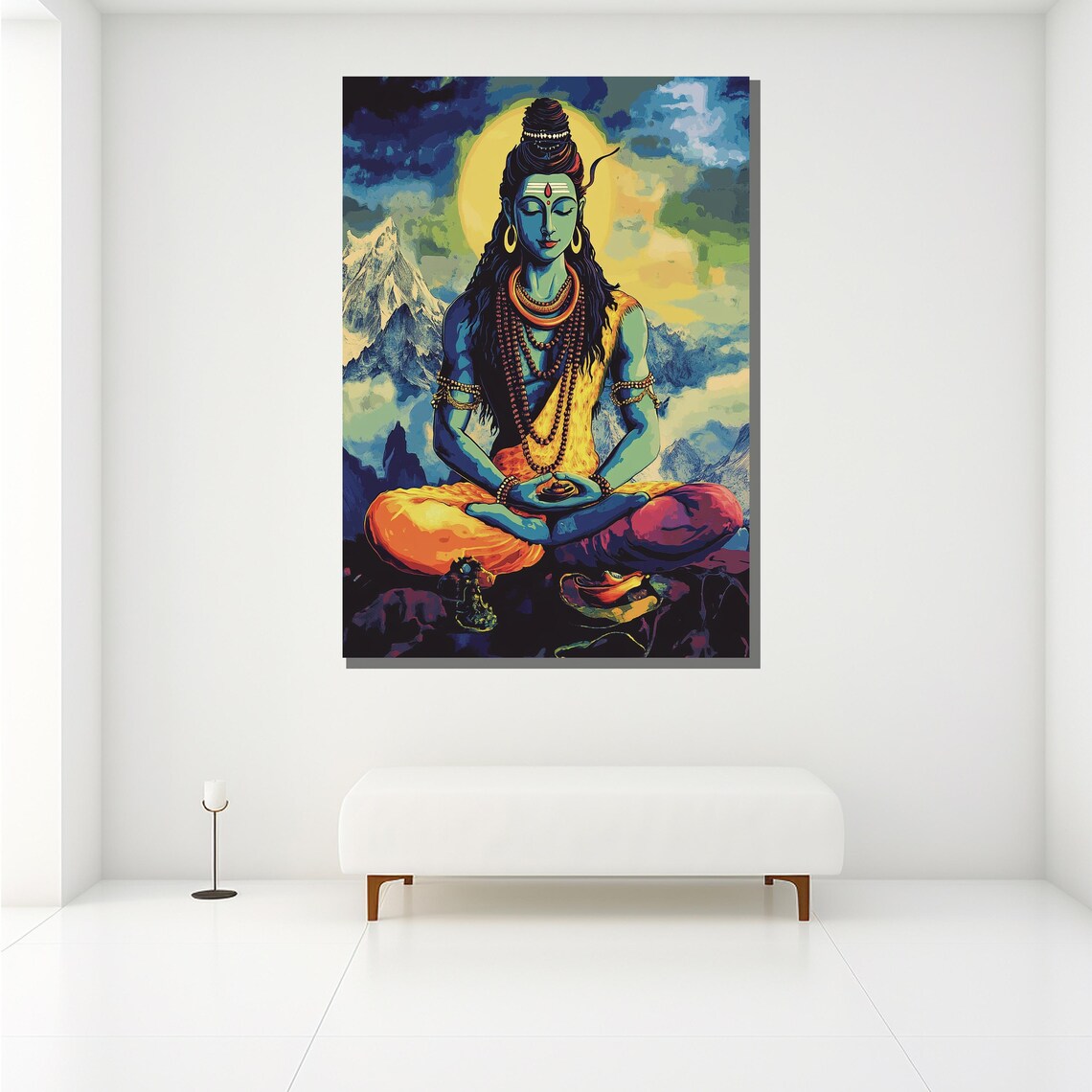 Shiva Meditation Colorful Hindu God Painting Spiritual Wall Art Poster - Image 2