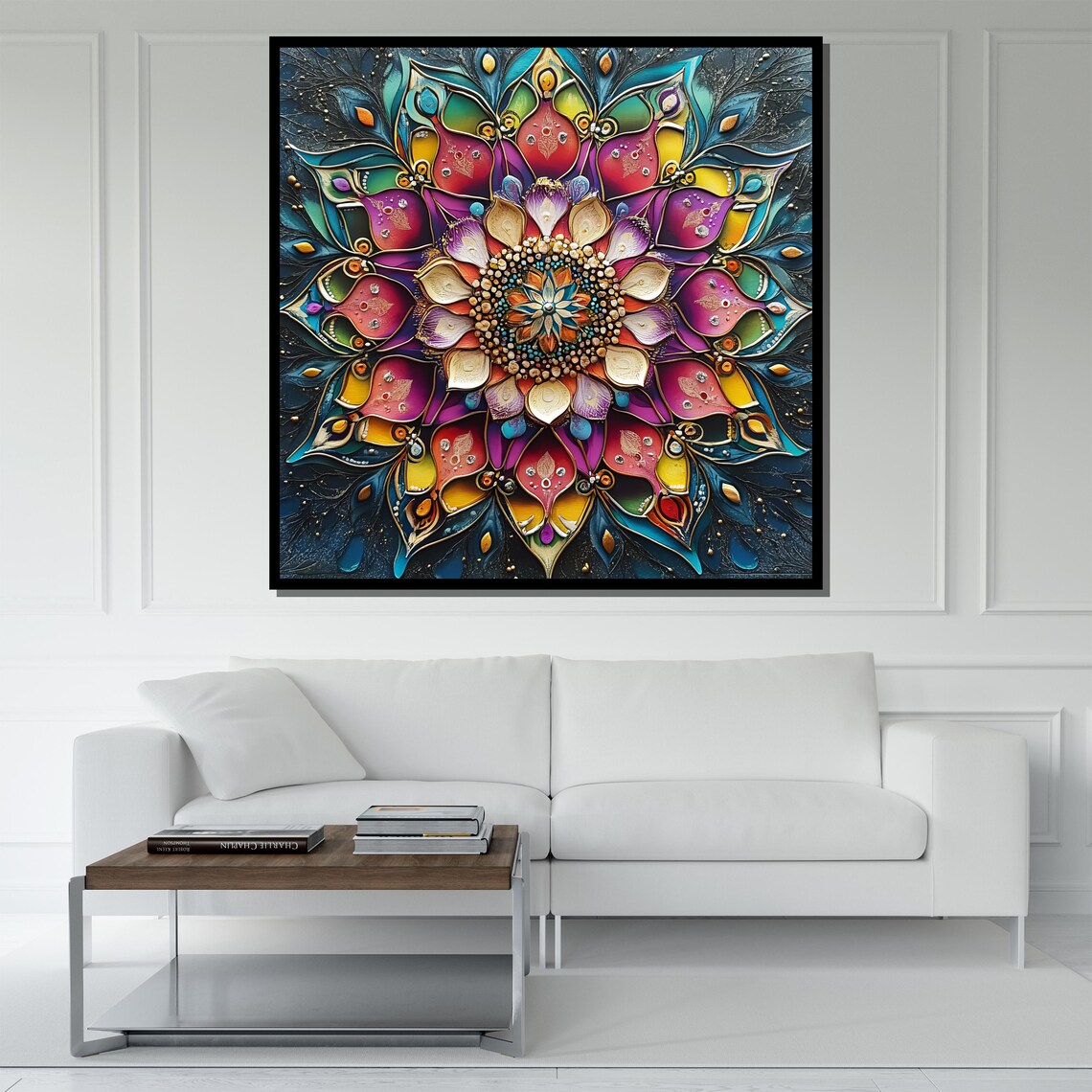 Colorful Mandala Flower Magenta Teal Gold Ornate Abstract Wall Poster - Image 5
