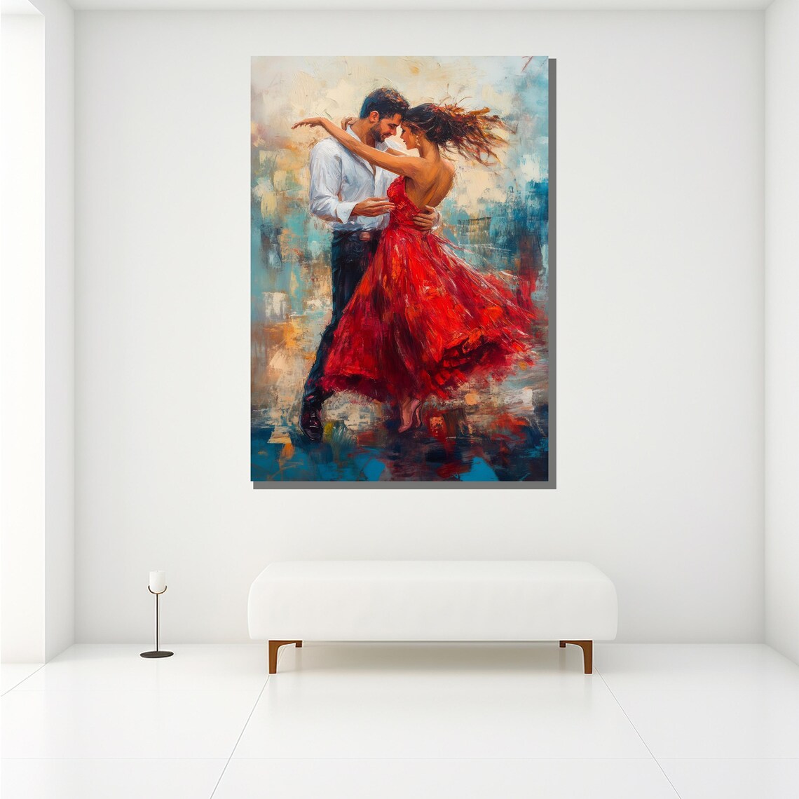 Romantic Dancing Couple Oil Painting Art Print - Image 2