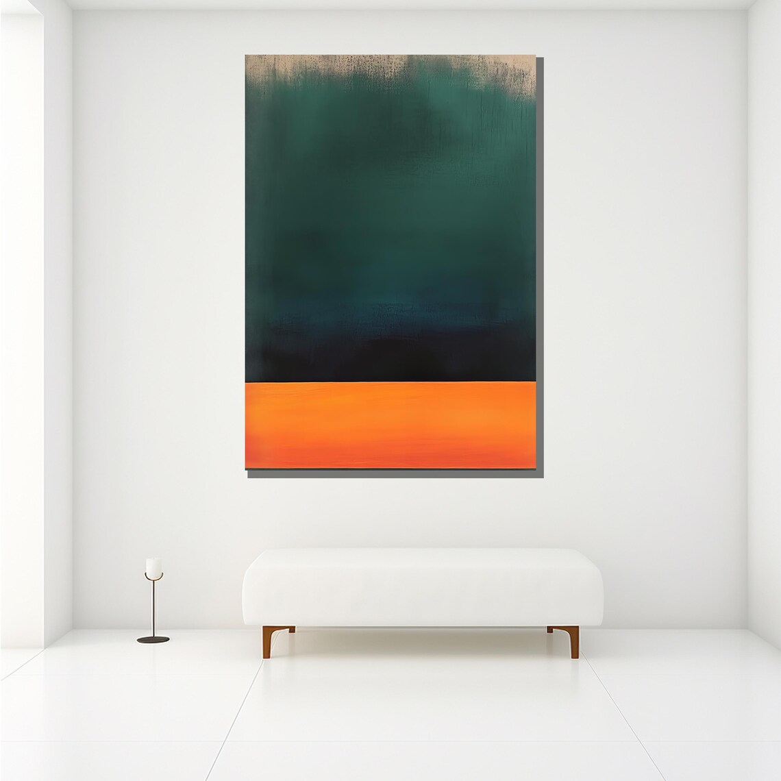 Rothko-Inspired Green and Orange Abstract Art Print - Image 2