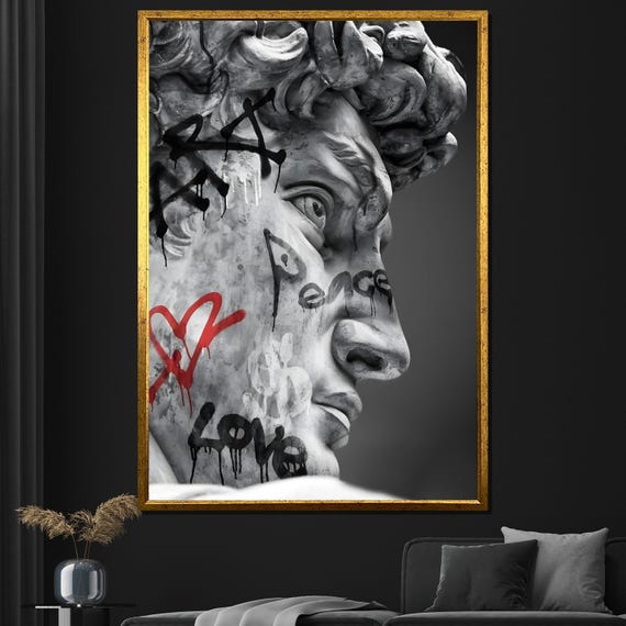 David Graffiti Pop Art Modern Wall Art With Bold Black And White Design For Home Decor Or Gift