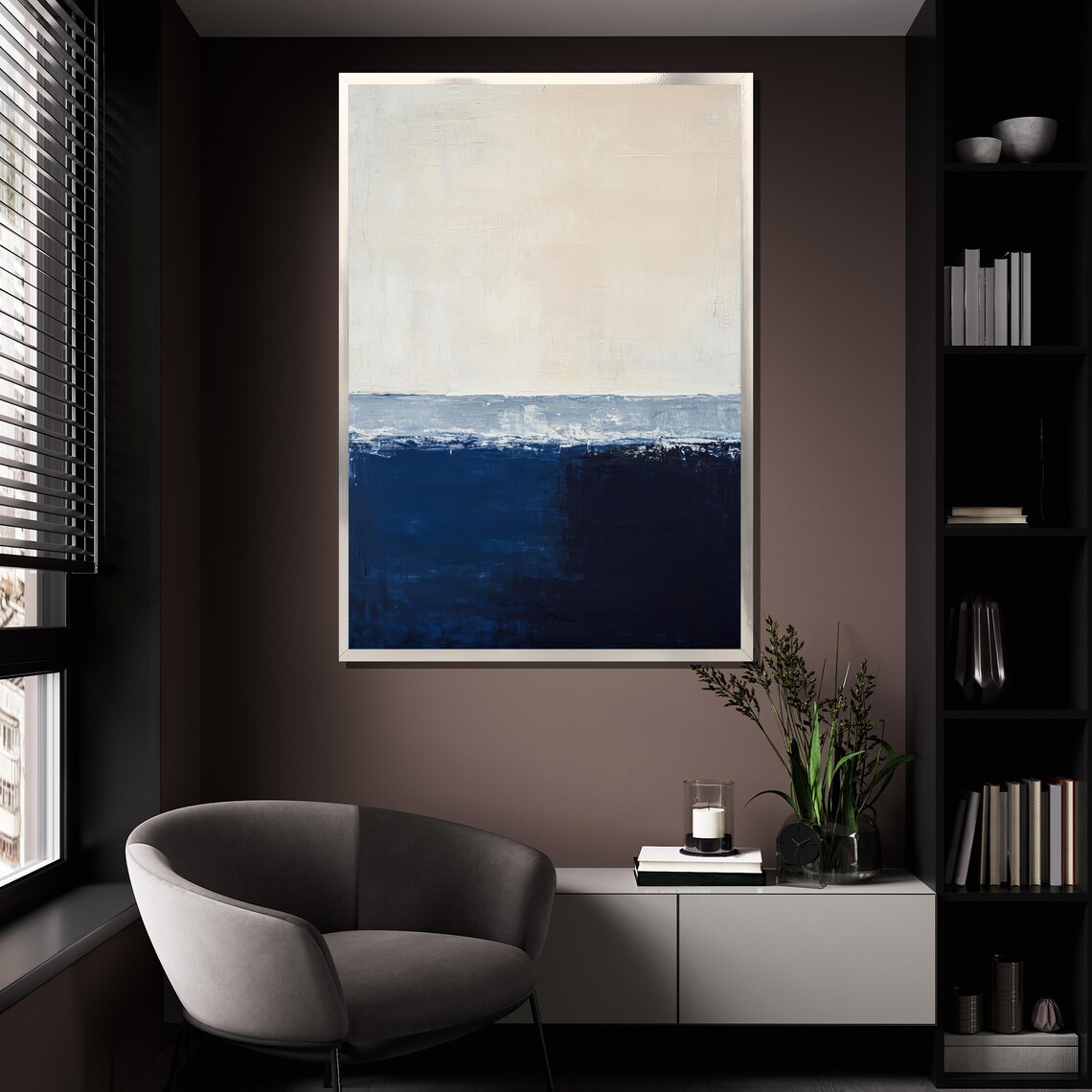Mark Rothko Style Blue And Cream Color Field Abstract Art Poster - Image 4