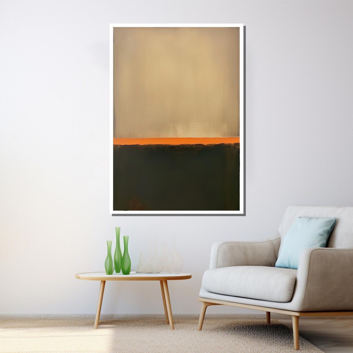 Mark Rothko Painting Beige Orange And Green Abstract Artwork Modern Art Gift For Wall Decor - Image 3