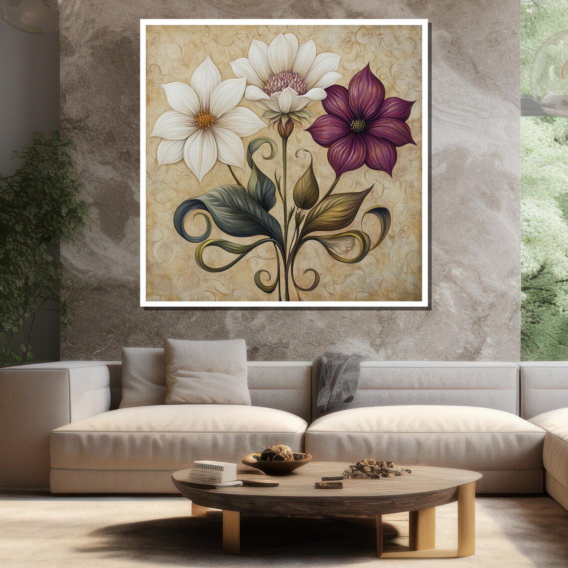Vintage Style White And Purple Floral Painting Botanical Art Poster - Image 3