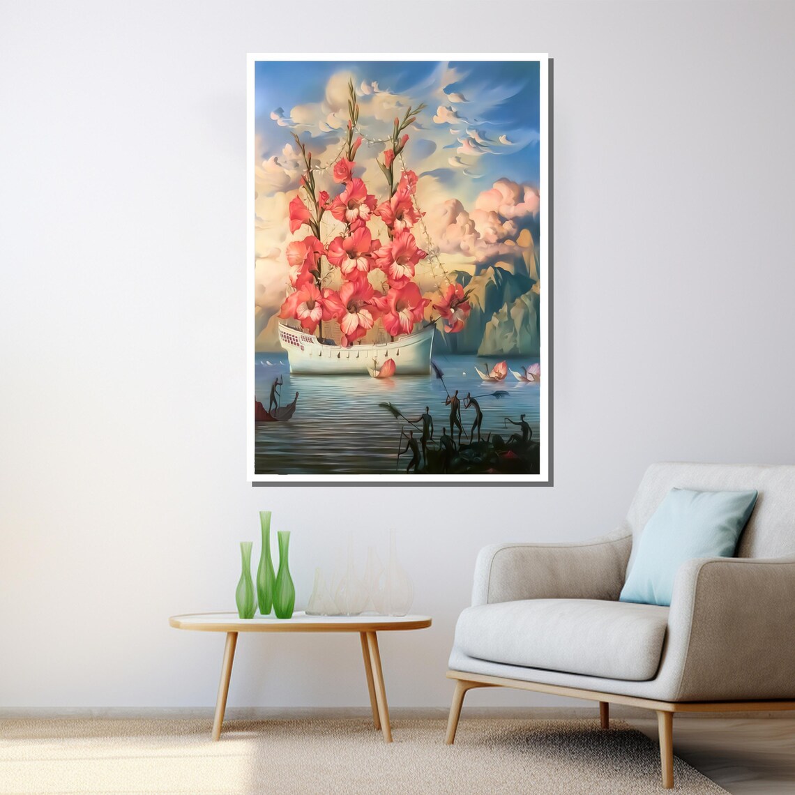 Surreal Dreamlike Pink Flower Ship Fantasy Surrealist Art Print - Image 3