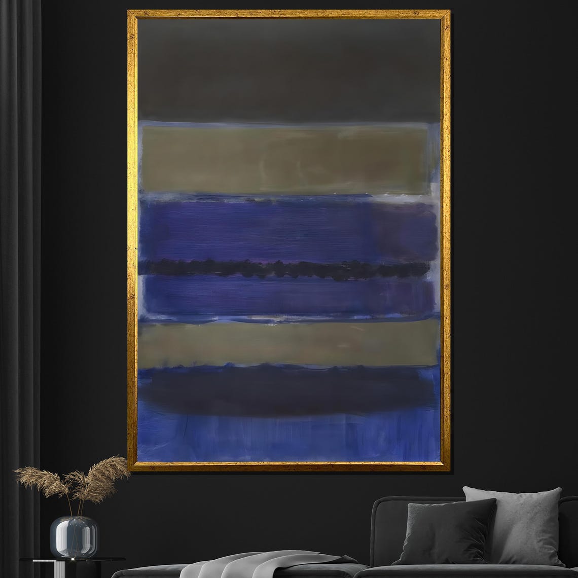 Mark Rothko Style Horizontal Gray Tan And Blue Bands Abstract Poster