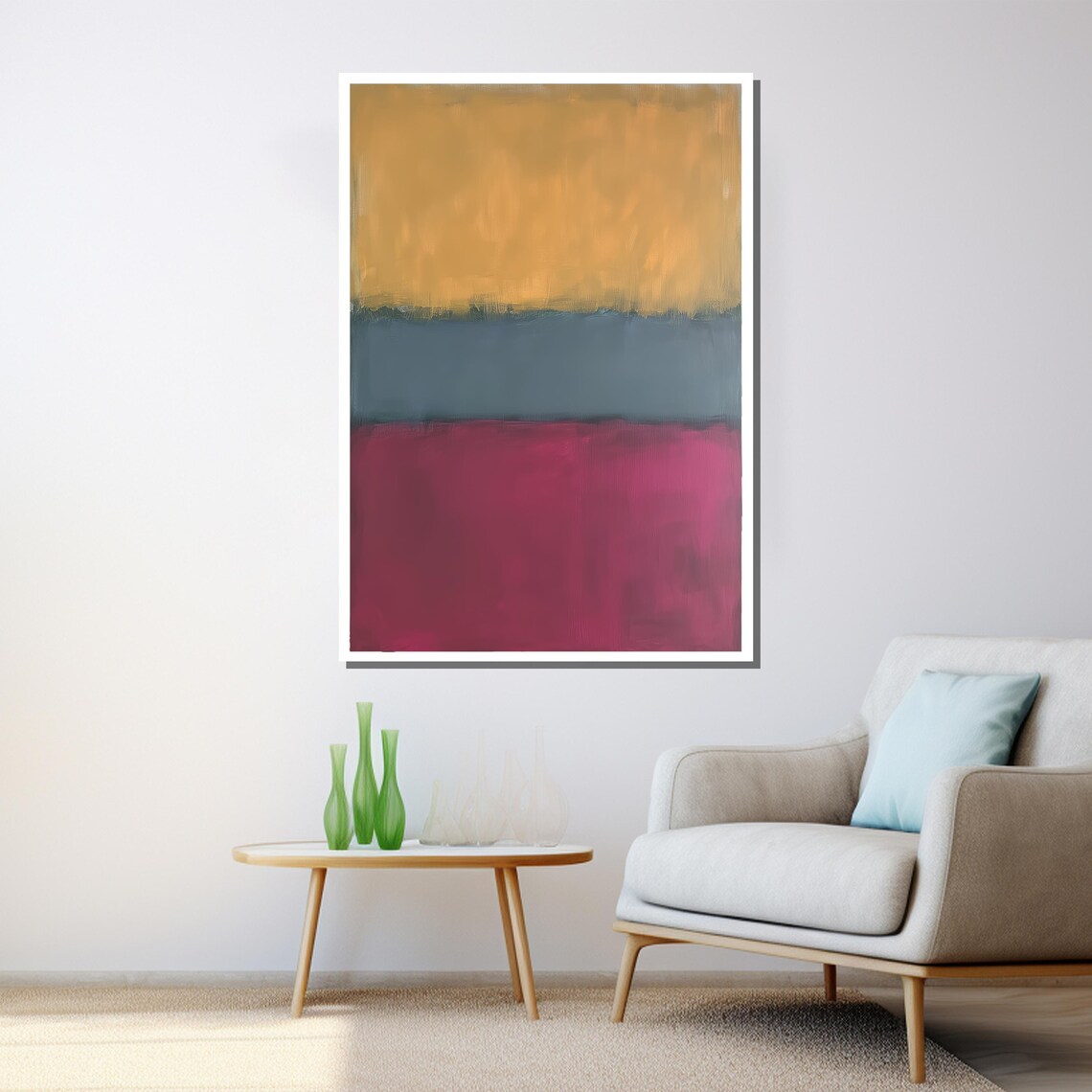 Mark Rothko Yellow Blue Pink Trio Color Field Abstract Print - Image 3